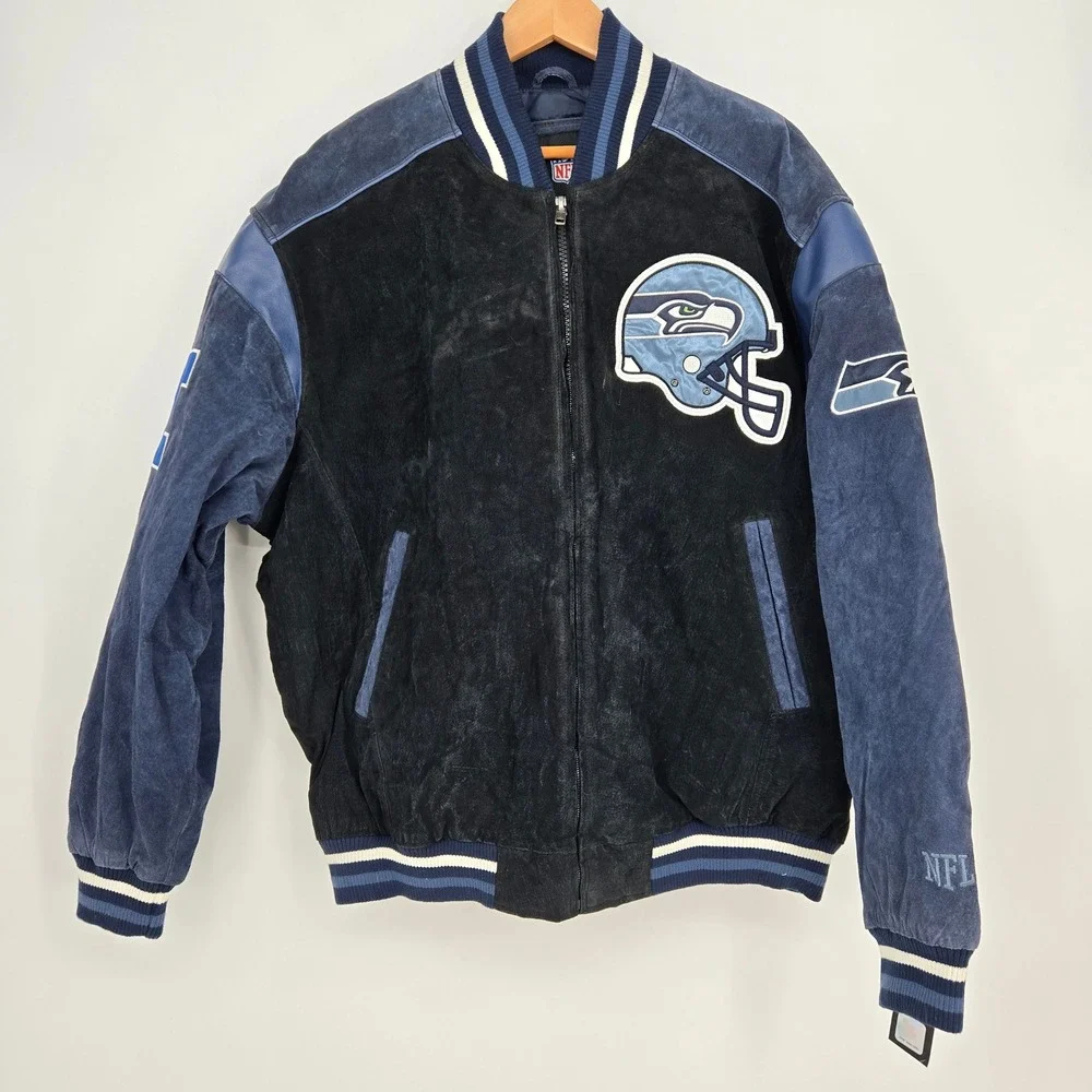 NWT Vtg Seattle Seahawks NFL Football Suede Varsity Letterman Jacket Mens XXL